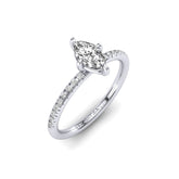 Gabriano Vals 4 tırnaklı tektaş yüzük; GIA-HRD sertifikalı markiz pırlanta ve beyaz altın montürün üstten görünüşü