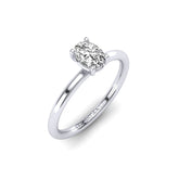 Gabriano Addison 4 tırnaklı tektaş yüzük; GIA-HRD sertifikalı oval pırlanta ve beyaz altın montürün üstten görünüşü