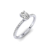 Gabriano Giulia 4 tırnaklı tektaş yüzük; GIA-HRD sertifikalı oval pırlanta ve beyaz altın montürün üstten görünüşü