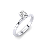 Gabriano Patrizia 4 tırnaklı tektaş yüzük; GIA-HRD sertifikalı oval pırlanta ve beyaz altın montürün üstten görünüşü