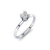 Gabriano Mirage 8 tırnaklı tektaş yüzük; GIA-HRD sertifikalı prenses pırlanta ve beyaz altın montürün üstten görünüşü