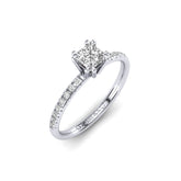 Gabriano Valoris 8 tırnaklı tektaş yüzük; GIA-HRD sertifikalı prenses pırlanta ve beyaz altın montürün üstten görünüşü