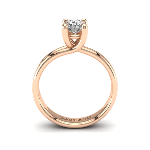 Gabriano Liora 4 tırnaklı tektaş yüzük; GIA-HRD sertifikalı yuvarlak pırlanta ve rose altın montürün yandan görünüşü