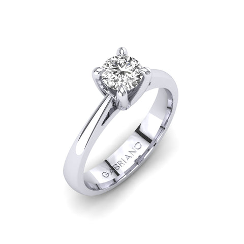 Gabriano Maribel 4 tırnaklı tektaş yüzük; GIA-HRD sertifikalı yuvarlak pırlanta ve beyaz altın montürün üstten görünüşü