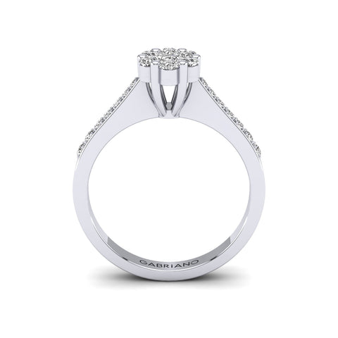 Gabriano Andrea tektaş efektli yüzük; yuvarlak pırlanta ve beyaz altın montürün yandan görünüşü