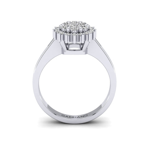 Gabriano Nemesis tektaş efektli yüzük; yuvarlak pırlanta ve beyaz altın montürün yandan görünüşü