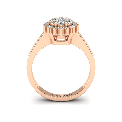 Gabriano Nemesis tektaş efektli yüzük; yuvarlak pırlanta ve rose altın montürün yandan görünüşü