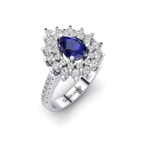Gabriano Serenity safir ve pırlantalı yüzük
