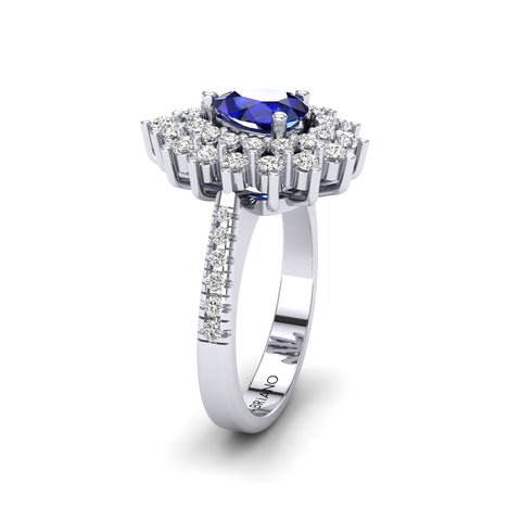 Gabriano Serenity safir ve pırlantalı yüzük