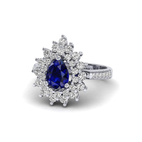 Gabriano Serenity safir ve pırlantalı yüzük