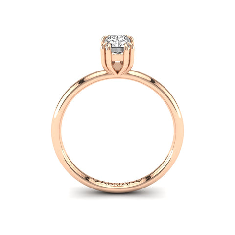 Gabriano Kaleidos 8 tırnaklı tektaş yüzük; GIA-HRD sertifikalı radiant pırlanta ve rose altın montürün yandan görünüşü