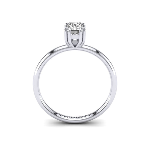 Gabriano Kaleidos 8 pençe tırnaklı tektaş yüzük; GIA-HRD sertifikalı radiant pırlanta ve beyaz altın montürün yandan görünüşü