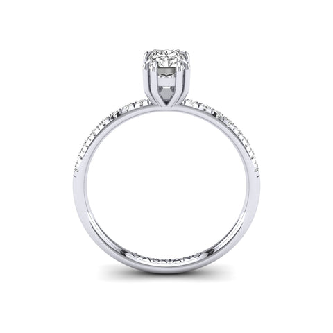 Gabriano Arborea 8 pençe tırnaklı tektaş yüzük; GIA-HRD sertifikalı radiant pırlanta ve beyaz altın montürün yandan görünüşü