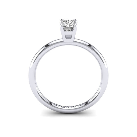 Gabriano Serenith 4 tırnaklı tektaş yüzük; GIA-HRD sertifikalı radiant pırlanta ve beyaz altın montürün yandan görünüşü