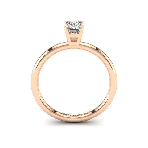 Gabriano Serenith 4 tırnaklı tektaş yüzük; GIA-HRD sertifikalı radiant pırlanta ve rose altın montürün yandan görünüşü