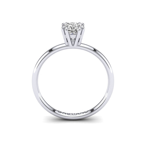 Gabriano Ivona 8 tırnaklı tektaş yüzük; GIA-HRD sertifikalı cushion pırlanta ve beyaz altın montürün yandan görünüşü