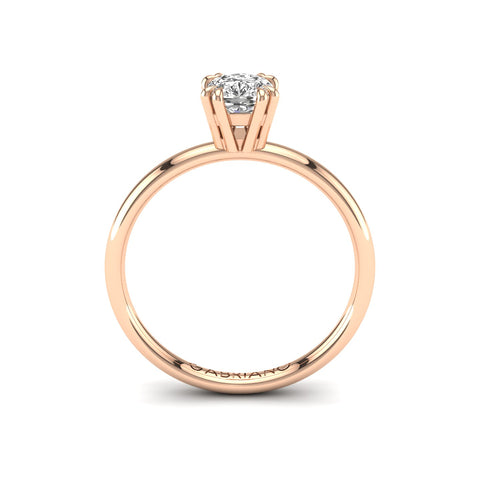 Gabriano Ivona 8 tırnaklı tektaş yüzük; GIA-HRD sertifikalı cushion pırlanta ve rose altın montürün yandan görünüşü