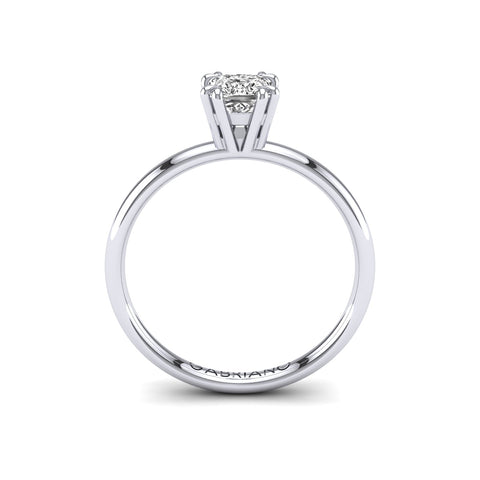 Gabriano Mirage 8 pençe tırnaklı tektaş yüzük; GIA-HRD sertifikalı prenses pırlanta ve beyaz altın montürün yandan görünüşü