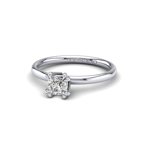 Gabriano Mirage 8 Pençe tırnaklı tektaş yüzük; GIA-HRD sertifikalı prenses pırlanta ve beyaz altın montürün üstten görünüşü