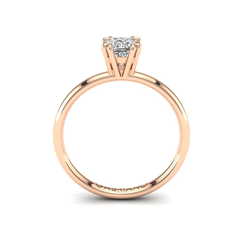 Gabriano Mirage 8 Pençe tırnaklı tektaş yüzük; GIA-HRD sertifikalı prenses pırlanta ve rose altın montürün yandan görünüşü