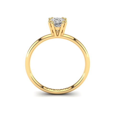 Gabriano Mirage 8 Pençe tırnaklı tektaş yüzük; GIA-HRD sertifikalı prenses pırlanta ve sarı altın montürün yandan görünüşü