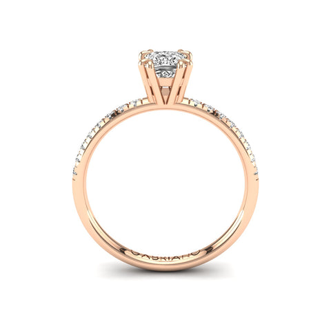 Gabriano Valoris 8 pençe tırnaklı tektaş yüzük; GIA-HRD sertifikalı prenses pırlanta ve rose altın montürün yandan görünüşü