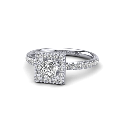 Gabriano Reverie 8 pençe tırnaklı tektaş yüzük; GIA-HRD sertifikalı prenses pırlanta ve beyaz altın montürün üstten görünüşü