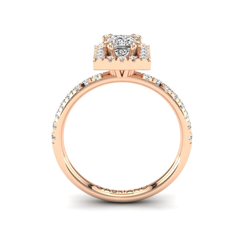 Gabriano Reverie 8 pençe tırnaklı tektaş yüzük; GIA-HRD sertifikalı prenses pırlanta ve rose altın montürün yandan görünüşü