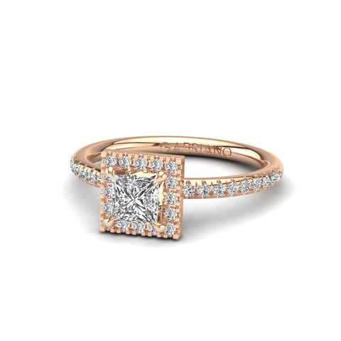 Gabriano Seraphine 4 Pençe tırnaklı tektaş yüzük; GIA-HRD sertifikalı prenses pırlanta ve rose altın montürün üstten görünüşü