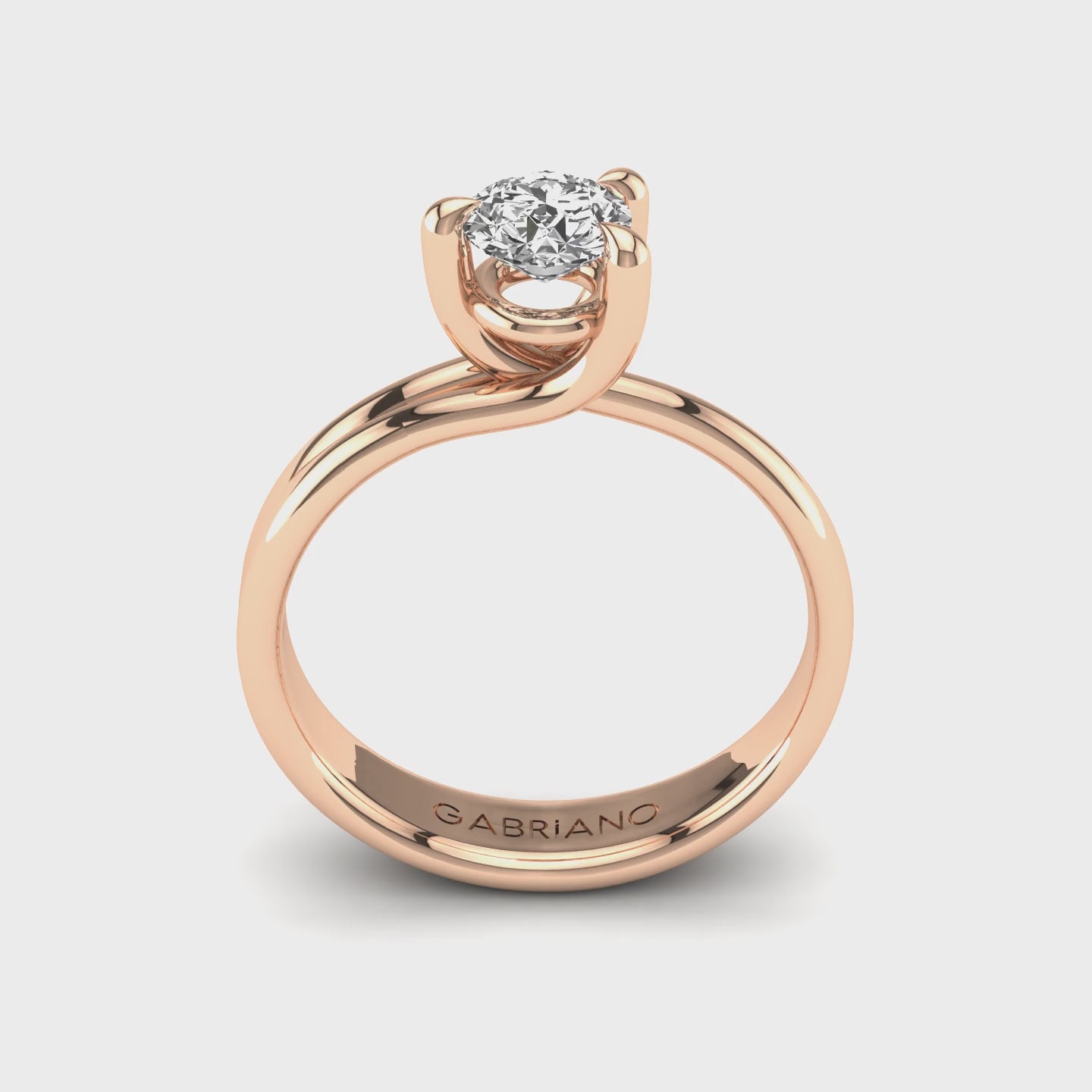 Gabriano Irina 3 tırnaklı tektaş yüzük; GIA-HRD sertifikalı yuvarlak pırlanta ve rose altın montürün 360 videosu