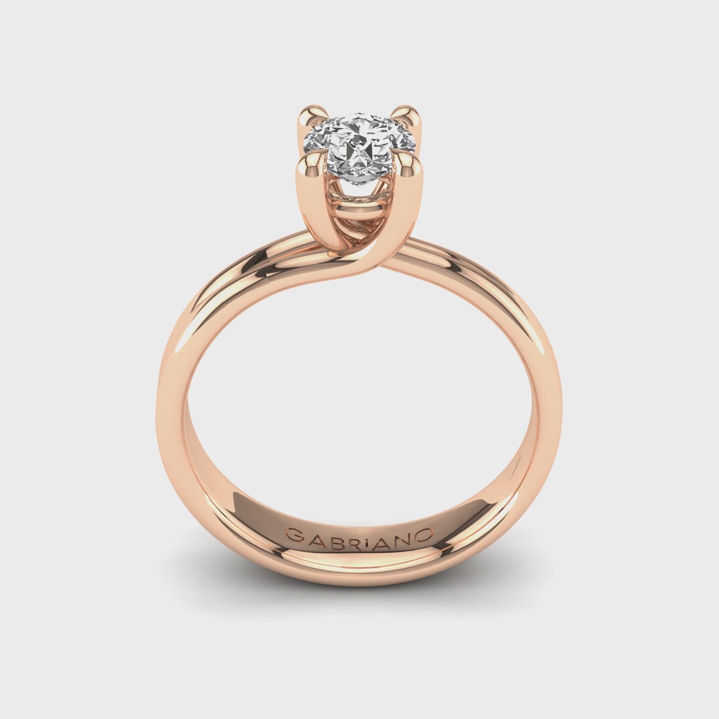 Gabriano Liora 4 tırnaklı tektaş yüzük; GIA-HRD sertifikalı yuvarlak pırlanta ve rose altın montürün 360 videosu