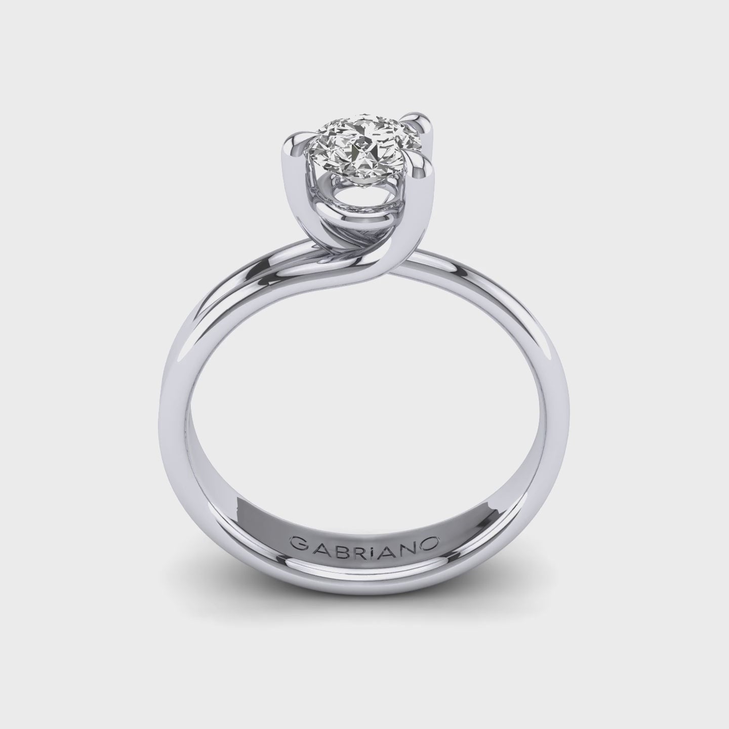 Gabriano Irina 3 tırnaklı tektaş yüzük; GIA-HRD sertifikalı yuvarlak pırlanta ve beyaz altın montürün 360 videosu