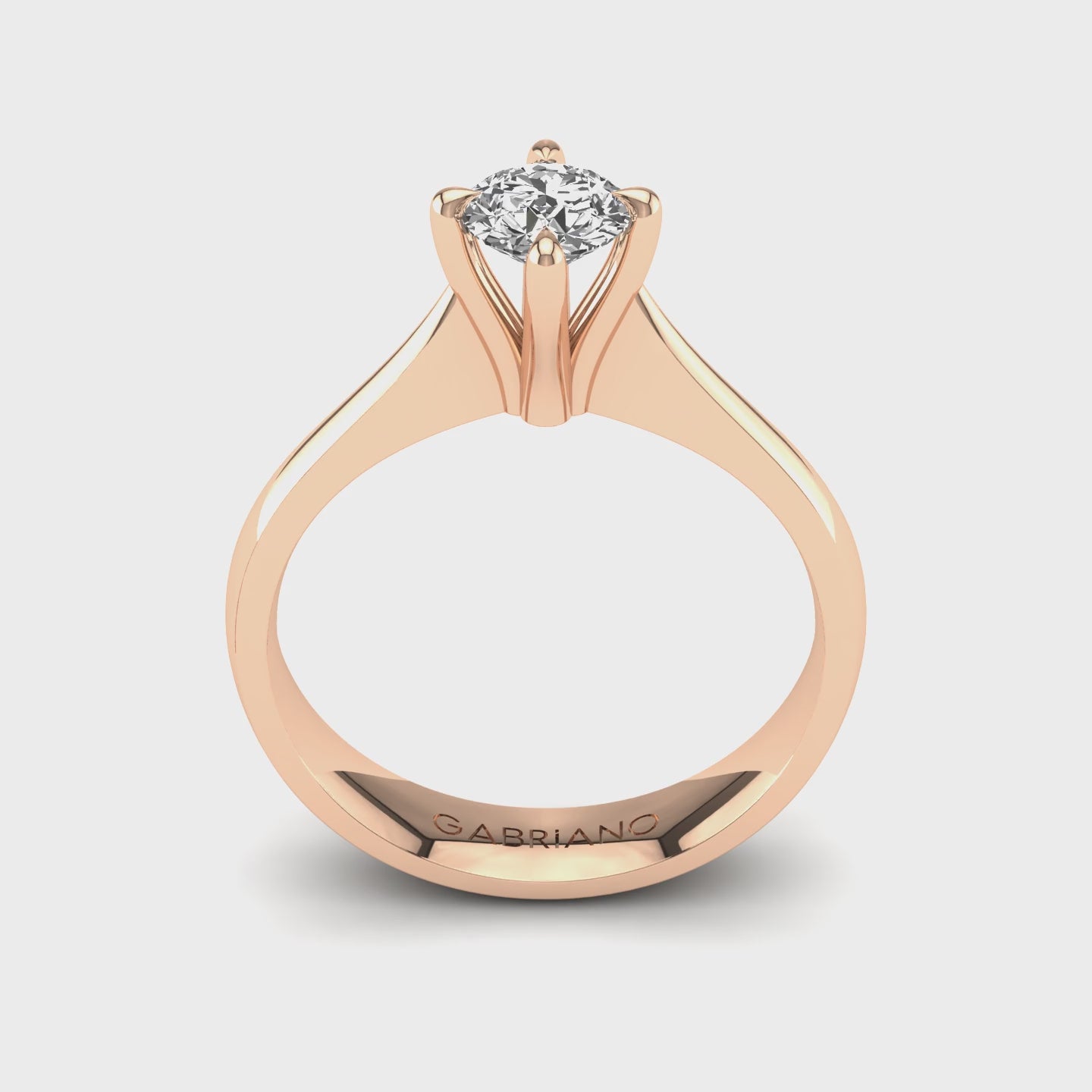 Gabriano Samira 4 tırnaklı tektaş yüzük; GIA-HRD sertifikalı yuvarlak pırlanta ve rose altın montürün 360 videosu
