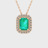 Gabriano Amanda 4 tırnaklı emerald kesim zümrüt kolye;  yuvarlak pırlanta ve rose altın kolye videosu
