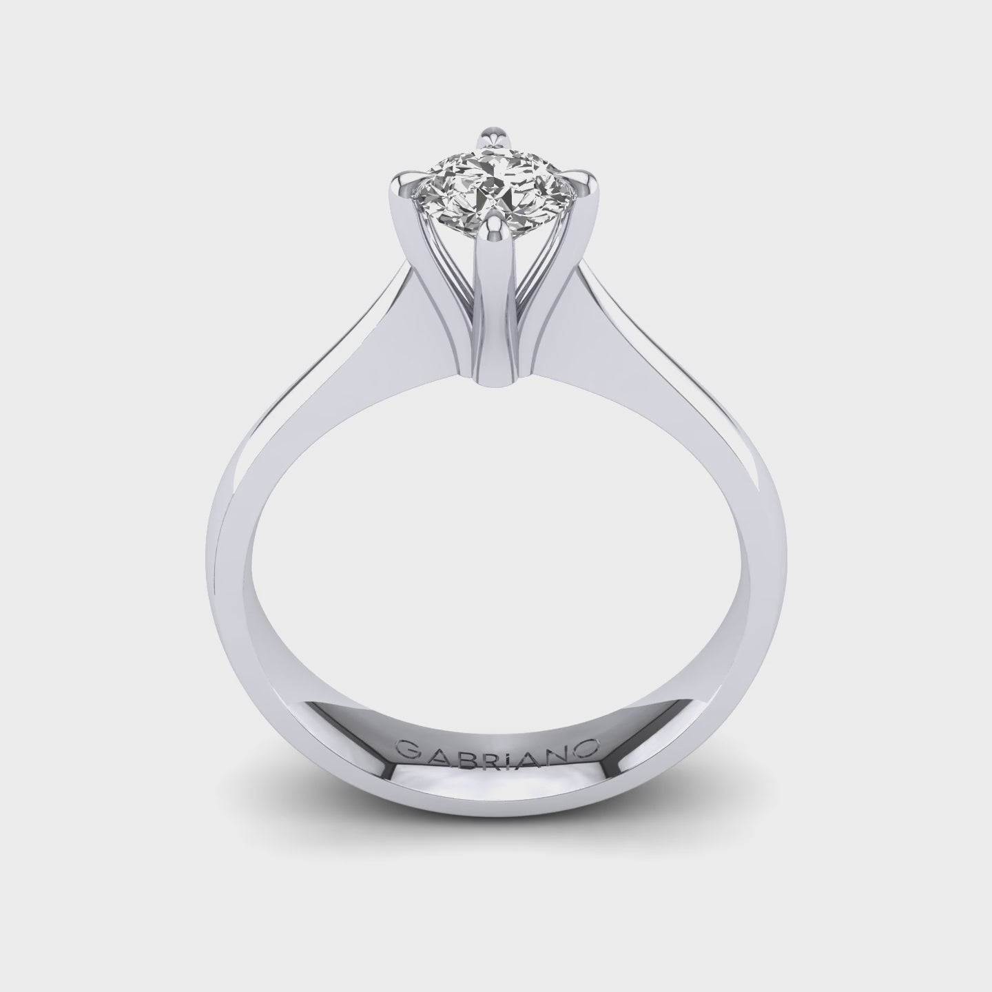 Gabriano Samira 4 tırnaklı tektaş yüzük; GIA-HRD sertifikalı yuvarlak pırlanta ve beyaz altın montürün 360 videosu