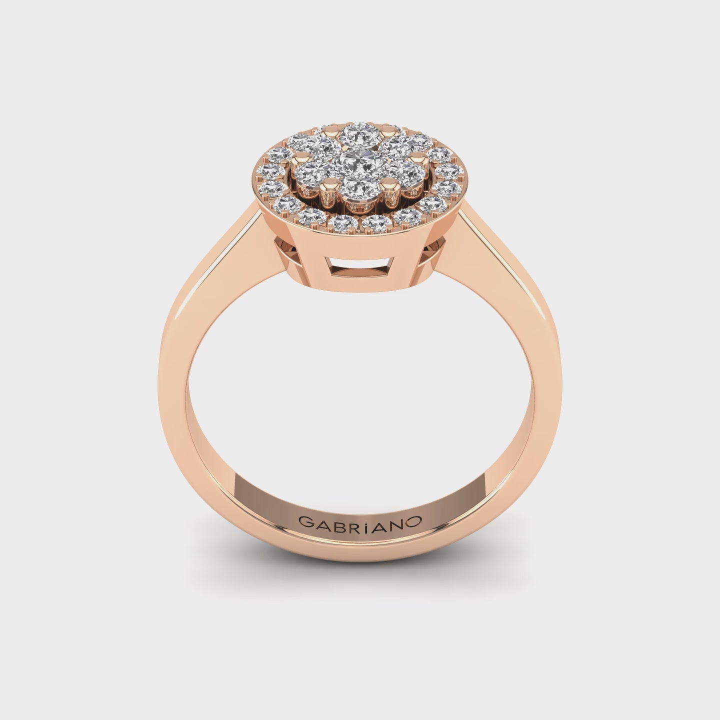 Gabriano Carey tektaş efektli yüzük; yuvarlak pırlanta ve rose altın montürün 360 videosu