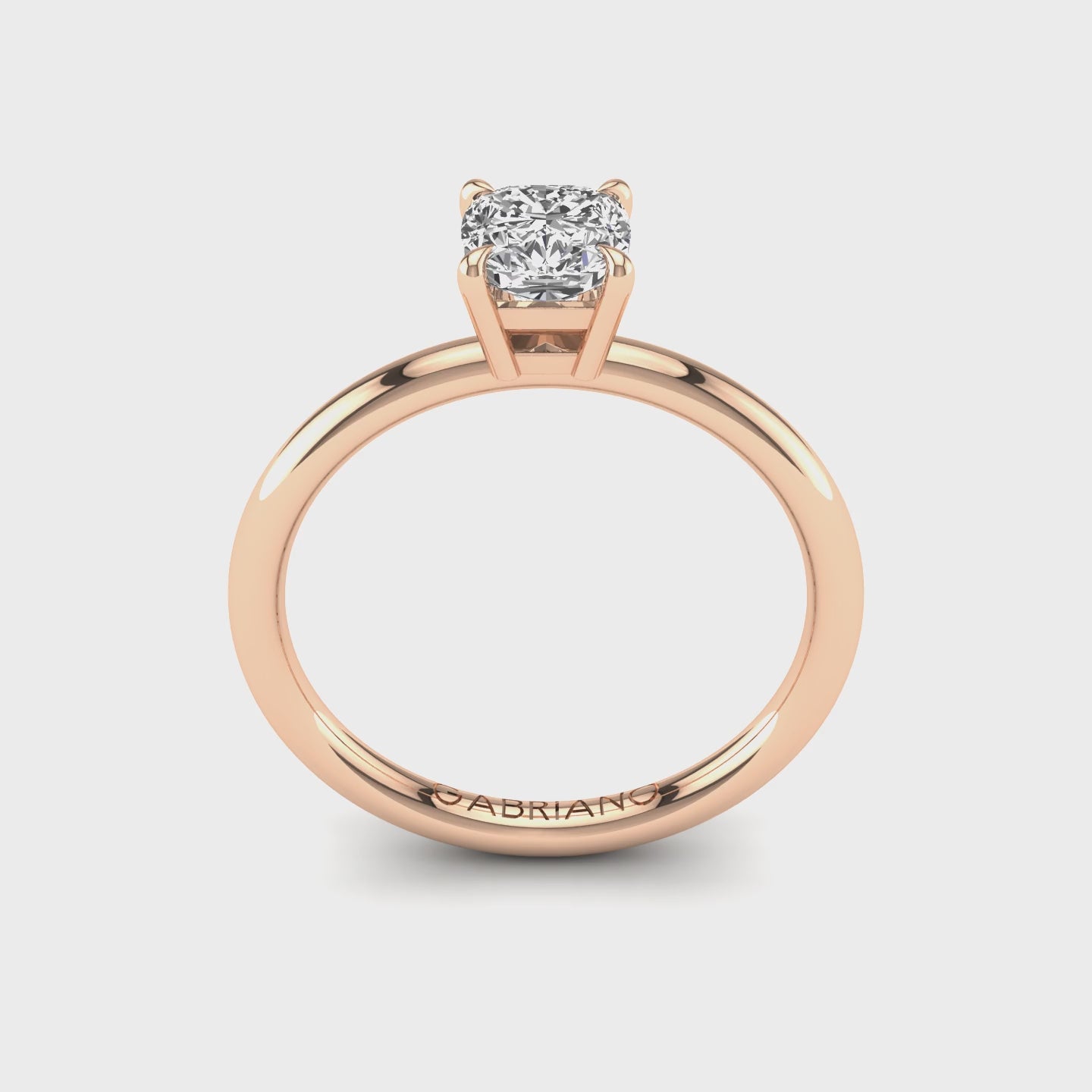 Gabriano Marilena 4 tırnaklı tektaş yüzük; GIA-HRD sertifikalı cushion pırlanta ve rose altın montürün 360 videosu