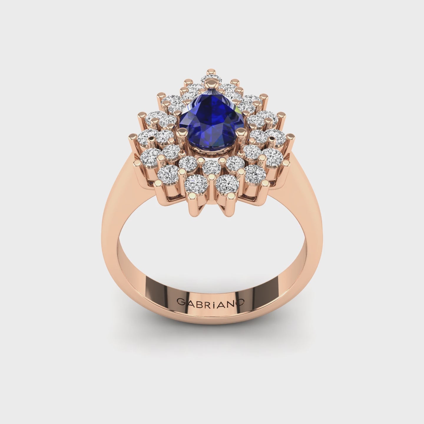 Gabriano Rossella safir ve pırlantalı yüzük