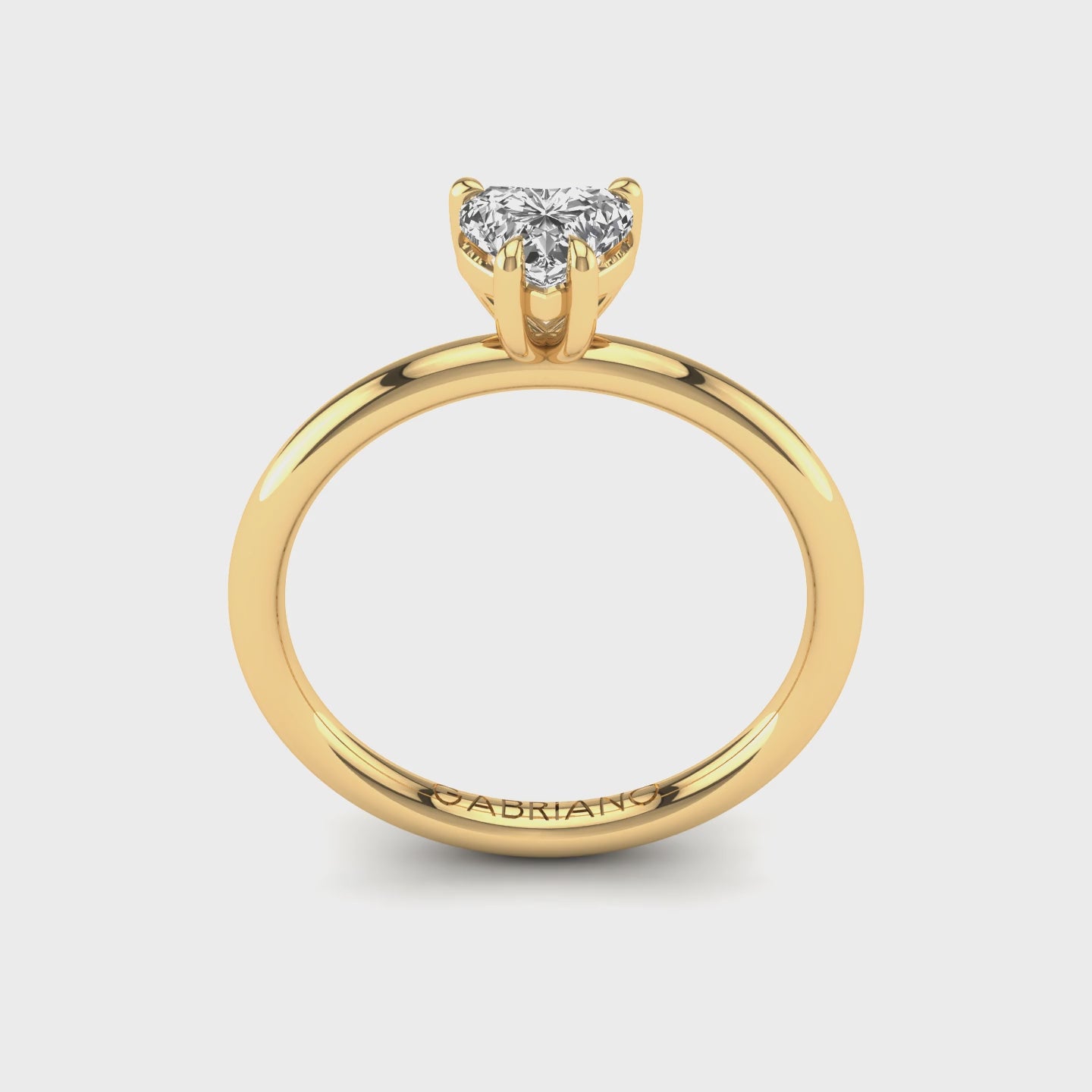 Gabriano Meliora 4 pençe tırnaklı tektaş yüzük; GIA-HRD sertifikalı kalp pırlanta ve sarı altın montürün 360 videosu