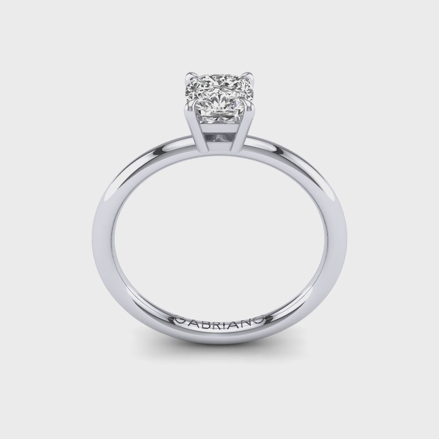 Gabriano Marilena 4 tırnaklı tektaş yüzük; GIA-HRD sertifikalı cushion pırlanta ve beyaz altın montürün 360 videosu