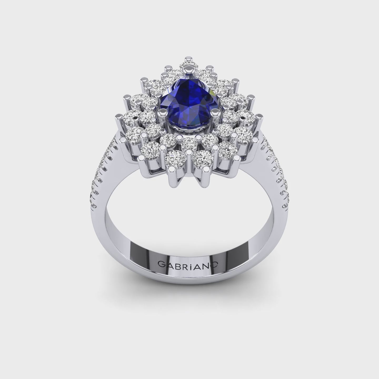 Gabriano Serenity safir ve pırlantalı yüzük