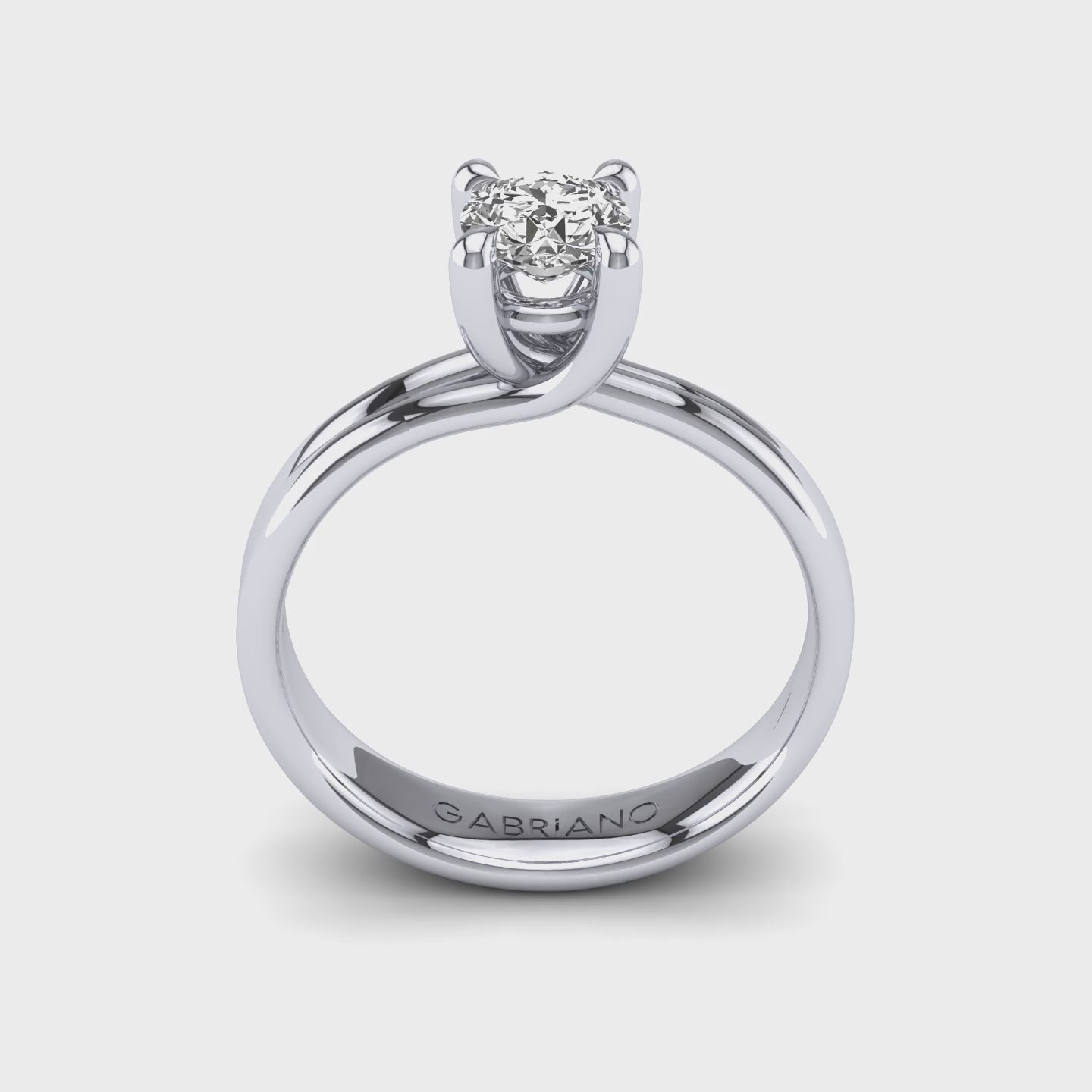 Gabriano Liora 4 tırnaklı tektaş yüzük; GIA-HRD sertifikalı yuvarlak pırlanta ve beyaz altın montürün 360 videosu
