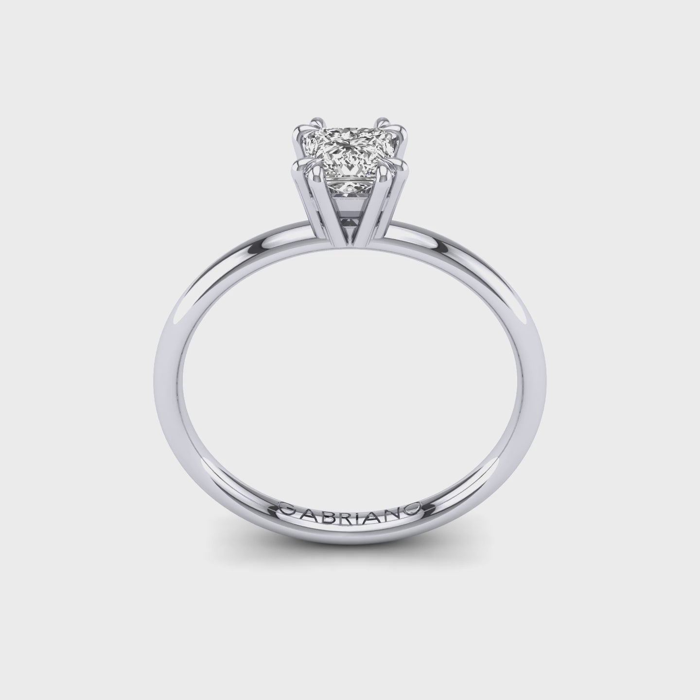 Gabriano Mirage 8 pennçe tırnaklı tektaş yüzük; GIA-HRD sertifikalı prenses pırlanta ve beyaz altın montürün 360 videosu