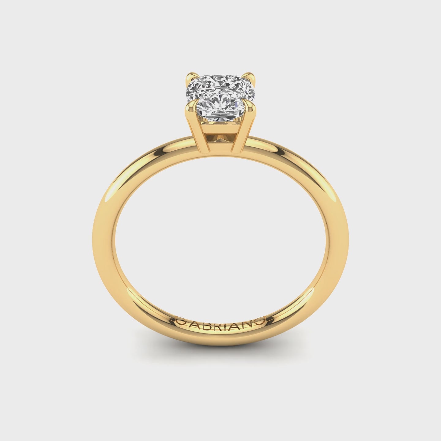 Gabriano Marilena 4 tırnaklı tektaş yüzük; GIA-HRD sertifikalı cushion pırlanta ve sarı altın montürün 360 videosu