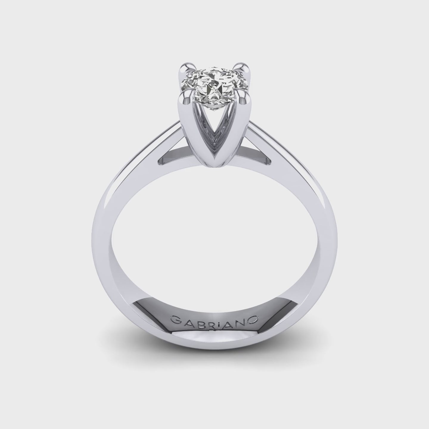 Gabriano Maribel 4 tırnaklı tektaş yüzük; GIA-HRD sertifikalı yuvarlak pırlanta ve beyaz altın montürün 360 videosu